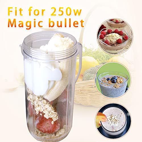 Qt de altura de 22 onças de reposição de caneca de copo com alça compatível com caneca de 250w Magic Bullet On-the-Go