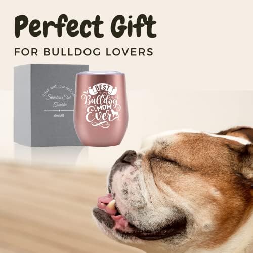 Presentes de Bulldog Inglês Onebttl para Mulheres, Presentes de Mãe para Cachorro Único Para Mãe Bulldog, Rose Gold 12oz Stainless