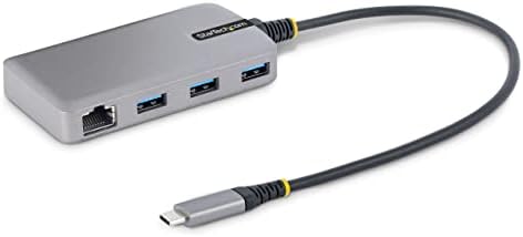 Startech.com Hub USB-C de 3 portas com Ethernet-3x USB-A portas, Gigabit Ethernet RJ45, USB 3.0 5Gbps, BuRowed Bus,