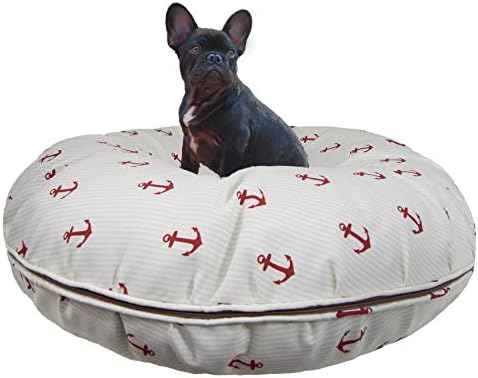 Bessie e Barnie resistente à água Red âncora interna/externa Durável Bagel Pet/Dog Bed com tampa removível