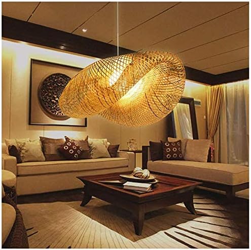 Lâmpada pendente de lanterna de bambu Gwy, estilo de lustre de estilo e27 de estilo japonês e27, lustre de teto
