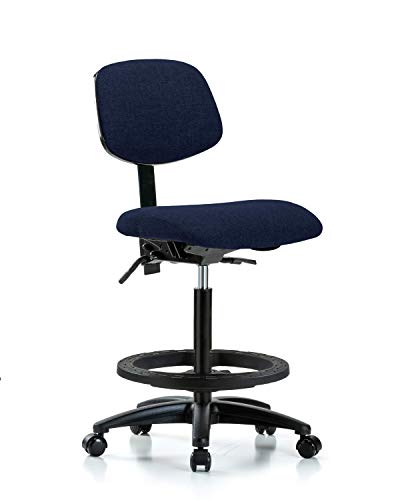 Labtech Seating Lt41838 Fabric High Bench Chair Nylon Base, anel preto do pé, rodízios, preto