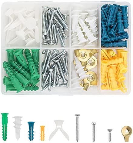 Kit de ancoras e parafusos de drywall de coologia, 118 pcs kit de sortimento de âncora de parede de plástico, parafusos auto-tocantes,