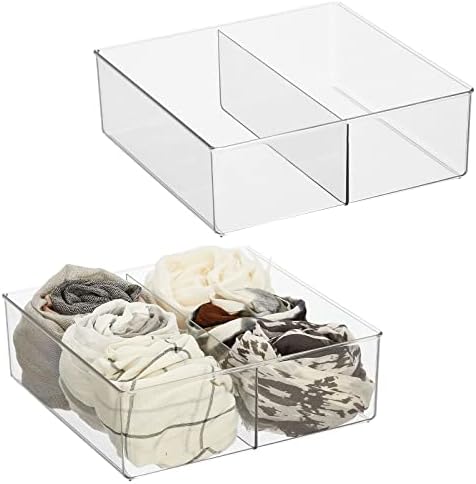 Caixa de organizador de plástico mdesign, recipiente de armazenamento de armário dividido para armário de quarto ou