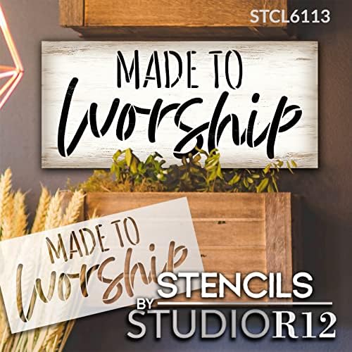 Feito para adorar estêncil por Studior12 | Craft DIY Inspirational Home Decor | Paint Faith Wood Sign | Modelo Mylar reutilizável