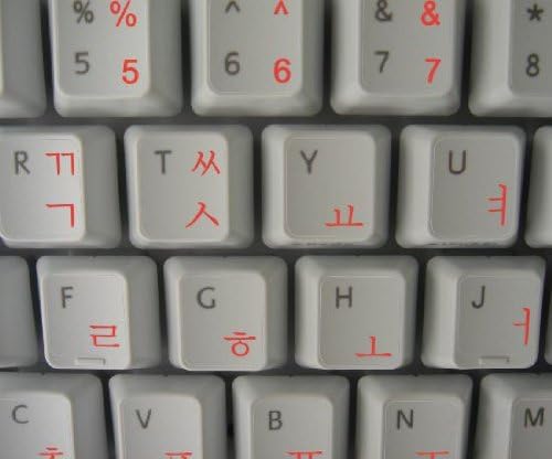 Adesivo de teclado coreano novo com letras vermelhas em fundo transparente para desktop, laptop e caderno