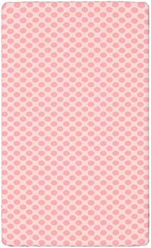 Folha de berço com tema de bolinhas rosa, colchão de berço padrão folhas de colchão de berço para crianças pequenas lençóis de colchão para menino ou menino, 28 x52, rosa rosa pálido