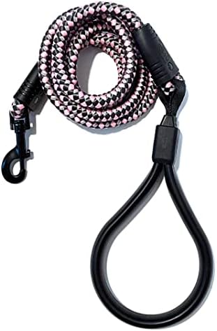 Wigzi Flex Walk 360 Manuja flexível de silício de almofada macia. Coloa de corda espessa reflexiva e pesada com bungee como ação quando puxada. Até 200 lb cão ok. 6 pés de comprimento, rosa, cor preta