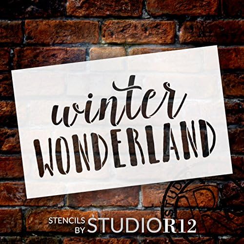 Estêncil no país das maravilhas do inverno por Studior12 | Palavra magra e de scripts Arte - Modelo Mylar reutilizável | Pintura, giz,