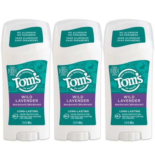 Tom's de desodorante natural de alumínio de longa duração do Maine para mulheres, lavanda selvagem, 2,25 onças. 3 pacotes