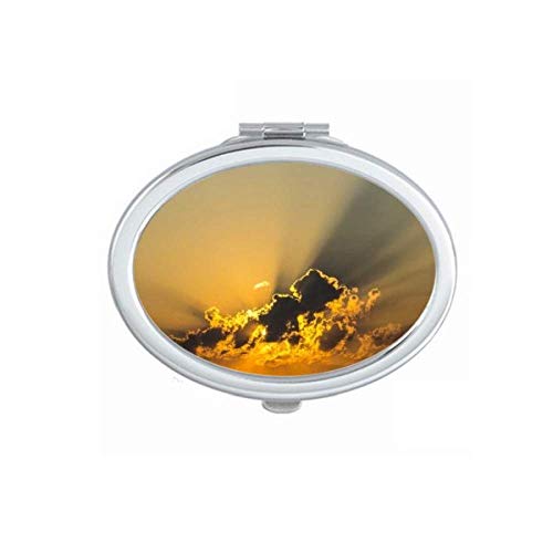 Sky Sunshine Dark Orange Clouds Mirror Portátil dobra maquiagem de mão dupla lateral óculos