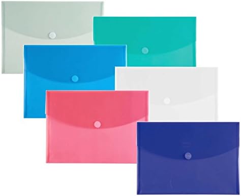 Filexec 50037-1720 1720, envelope poly, fechamento de velcro, tamanho da letra, conjunto de 12 em 6 cores variadas, 2 cada fumaça, azul, vermelho, transparente, roxo, verde