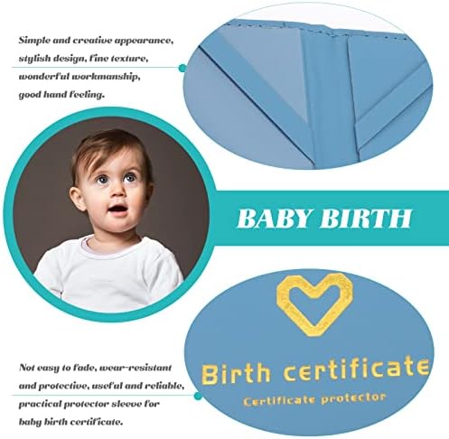 Certificado de nascimento Kisangel Protetor Artificial Couro Recém -nascido Certificado de Nascimento Porte da Casa da Casa para Certificado de Baby Folhas Azul Blue