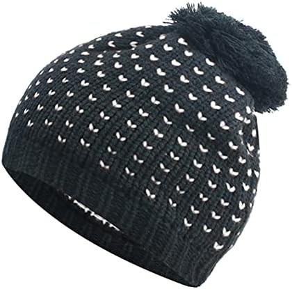 BDDVIQNN WOMENS Baggy macio de gaiola chapéu de gorro de boné malha malhada inverno quente com pompom esqui macio chapéu folgado chapéu de tênis desleixado