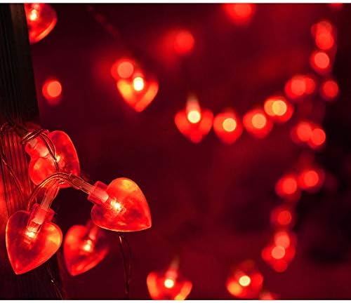 Homeleo 25 pés 50 Luzes de coração remoto em forma de coração corda para decorações do dia dos namorados Daras da festa