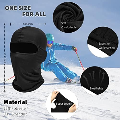 Máscaras de esqui de Balaclava Máscaras de esqui: 6 pacote de pacote de face completa motocicleta protetora externa lenço máscara