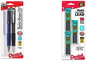 Pentel Twist-erase III Lápis automático com 2 reabastecimento de borracha, 0,7 mm, barris variados, 2 pacote e C27BPHB3K6