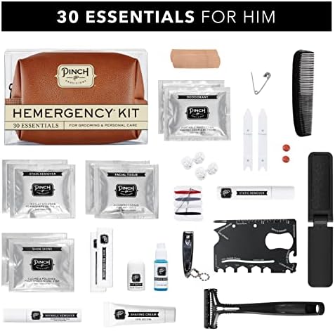 Disposições de beliscão kit de hemergencia para homens, inclui 30 itens essenciais de emergência obrigatórios, bolsa
