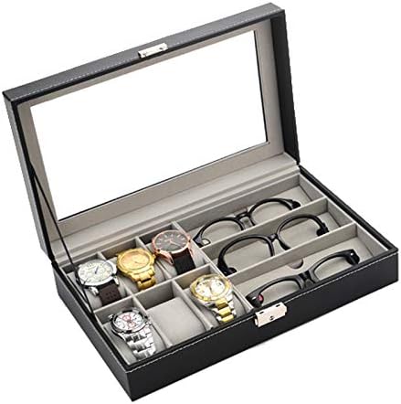 2019 Novo 6+3 grades Caixa de relógio artesanal Caja RELOJ CLET CAIXA Caixa de relógio de relógio Saat Kutusu Horloge Box para relógio e óculos segurando