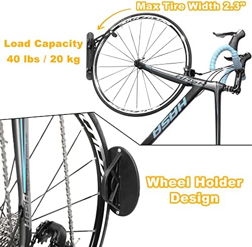 Cabineiro giratório da bicicleta de ciclingdeal com rolha de roda traseira - Organizador de gancho vertical de armazenamento interno dobrável ajustável - seguro e seguro para MTB, bicicletas de estrada em garagem ou casa