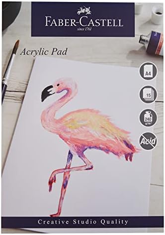 Faber-Castell Creative Studio Mixed Media Pad, A4, Papel Spiral Bound, 250 GSM, 30 folhas, todas as mídias, acrílico, tinta aquarela,