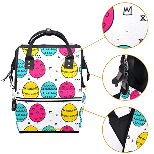 Mochila de fraldas de padrões de ovos de Páscoa Backpack Mummy Backpack de grande capacidade Bolsa de enfermagem de enfermagem para