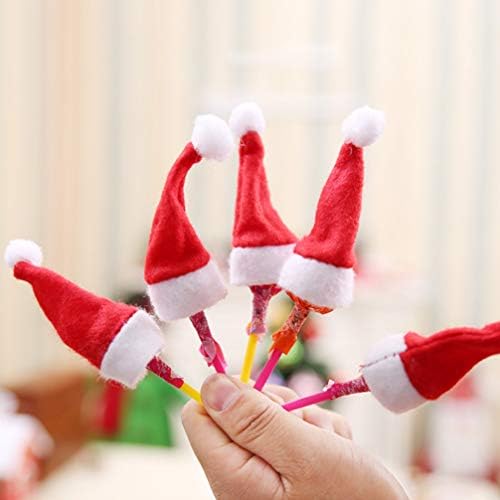 AMOSFUN 20PCS Mini chapéus de Natal Capa de doces Santa Lollipop envolve o Toppers de férias com garrafas de vinho da festa