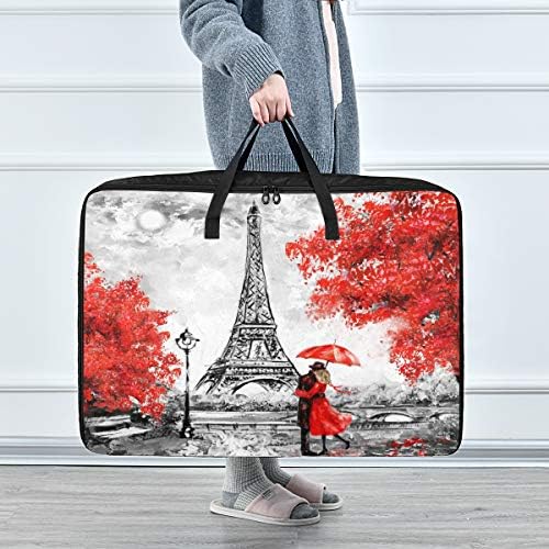 Mnsruu Blanket Storage Bag, Pintura a óleo Paris Organizadores de cobertor de grande capacidade para o edredom de armário, travesseiro,