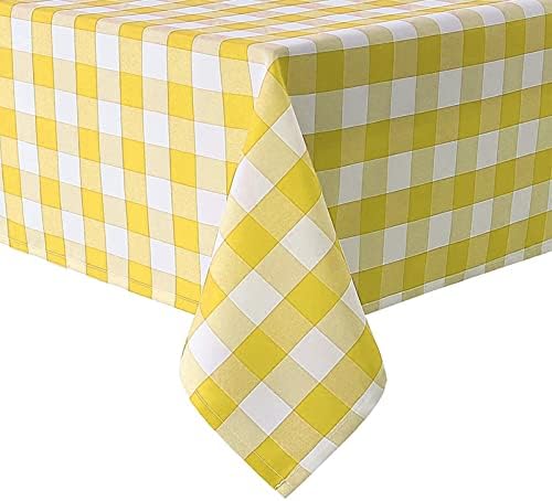 Retângulo de toalha de mesa Jialanpoem - Tampa de tecido decorativo de tecido decorativo de manchas e rugas pequenos para a mesa de jantar para sala de jantar 、 Cozinha 、 Externo e interno （58*80 ， Amarelo e Branco)