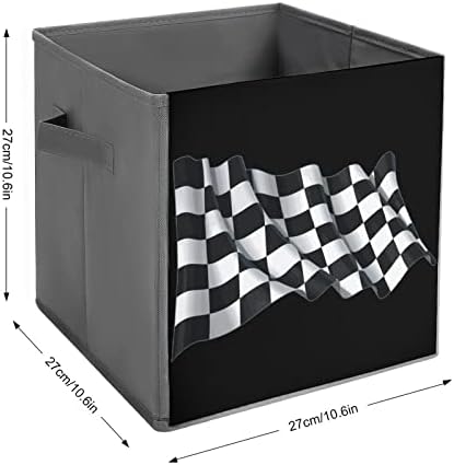 Bandeira xadrez preto e branco Bandeira dobrável Bin Cubos Organizador Caixa dobrável com alças