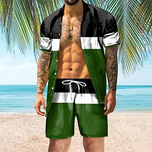 Mens roupas de 2 peças de moda de verão de manga curta abaixa casual Tropical Holiday Beach Roupas de trajes de pista