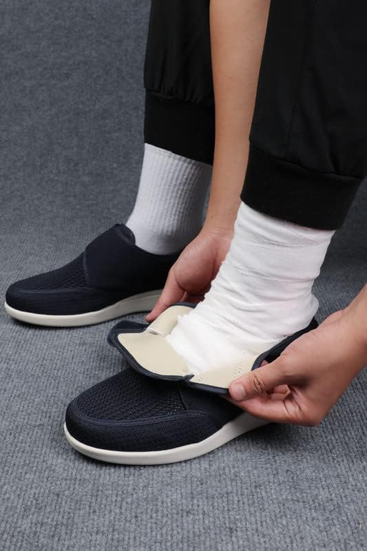 Sapatos diabéticos de Yibobay para homem de largura X de largura para sapatos idosos para homens largos para sapatos de caminhada de homem fechamento ajustável