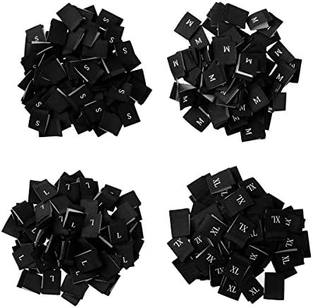 FreeBily 400pcs S/M/L/XL Poliéster Tabels de tamanho de tecido para roupas Black One Tamanho