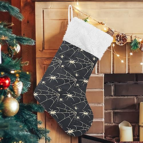 Meias de Halloween Spider Web Grandes meias de natal para crianças da árvore de Natal da árvore de natal, meias penduradas meias