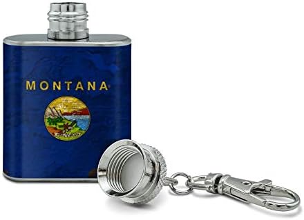 Bandeira rústica de estado de Montana EUA aço inoxidável de aço inoxidável 1 oz de frasco de frasco