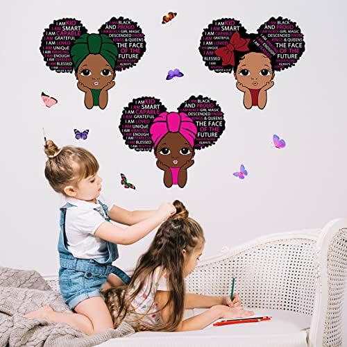 Decalques de parede de menina preta para garotas quarto, decalques inspiradores de citações afro -americanas decalque