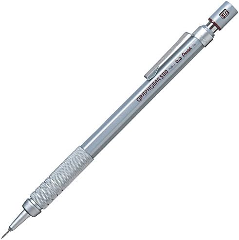 Pentel embalado engrenagem gráfica 500 lápis automático de desenho, 0,3 mm, detalhes em marrom