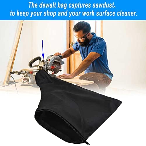 Saco de poeira preta para 255 Model Mitre SAW com zíper e arame para facilitar o descarte de poeira dentro, lixadeira de cinto Saco de capa anti-poeira, 9 x 6 polegadas