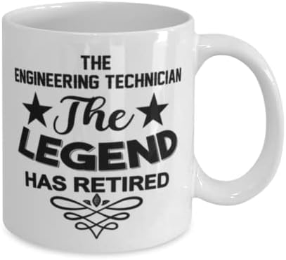 Caneca de técnico de engenharia, a lenda se aposentou, idéias de presentes exclusivas de novidade para técnico de engenharia, copo de chá de caneca de café branco