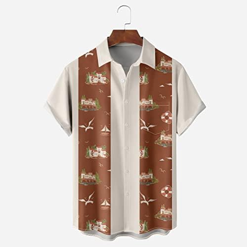 Camisa havaiana para homens, camisas de praia para homens, camisas tropicais de manga curta botão casual floral para baixo