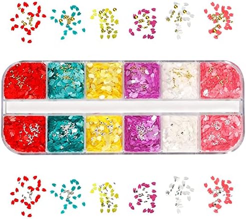 6color/12 grades misturam decoração de unhas Pétalas de cereja e shornones de metal Blossoms de cereja -mood Blossoms unhas Setalage Sticker -