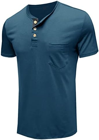 Camisetas de henley masculinas mistura de algodão camisetas de manga curta com bolso de verão casual umidade básica Wicking Tee Tops