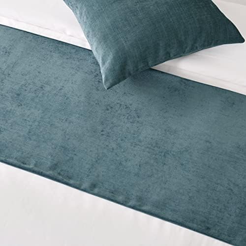 Amberis Bed Runner Blue, Chenille Soft No Fading Modern Bed Sconhe