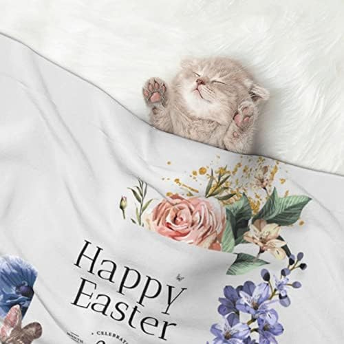 Feliz Páscoa Páscoa de lã de lã de luxo, maquilas de flanela macia para cães gatos gatos sofá -cama presentes