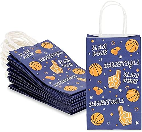 Pequenas sacolas de presente de basquete com alças para festa esportiva