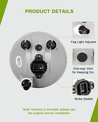 AutoSaver88 FOG Lights Compatível com 15-19 2015 2017 2018 2019 Substituição de luz de neblina Chevy Colorado, com 5202 12V 24W Bulbos, fiação e interruptor