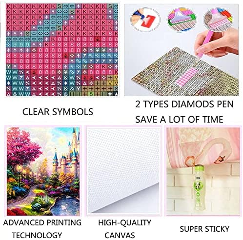 Kits de pintura de diamante 5D DIY para adultos, 5 conjuntos/peças Bordado de diamante Diamante Frill broca de cristal stritch cross