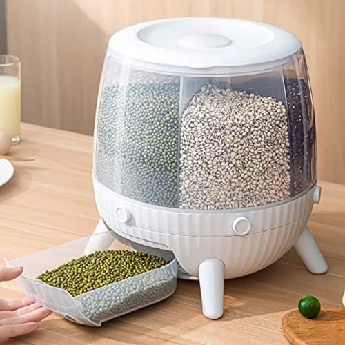 Dispensador de arroz rotativo eyhlkm dispensador de cereais recipientes de caçamba de grãos automáticos de armazenamento de alimentos secos bin grãos dispensa