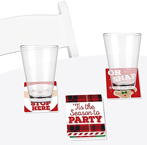 Big Dot of Happiness Jolly Papai Noel - Decorações engraçadas para festas de Natal - Drink Coasters - Conjunto de 6