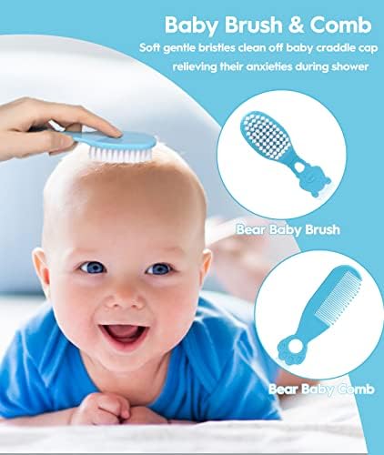 Kit de saúde e higiene de bebê, conjunto de cuidados com o berçário de segurança, com pente de escova de cabelo, cortador de unhas,